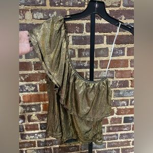 TCEC Metallic Gold One Shoulder top
